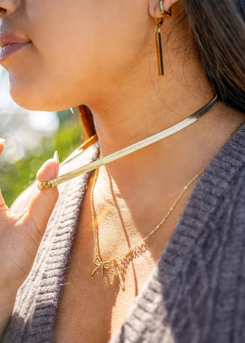 Gold Herringbone Necklace